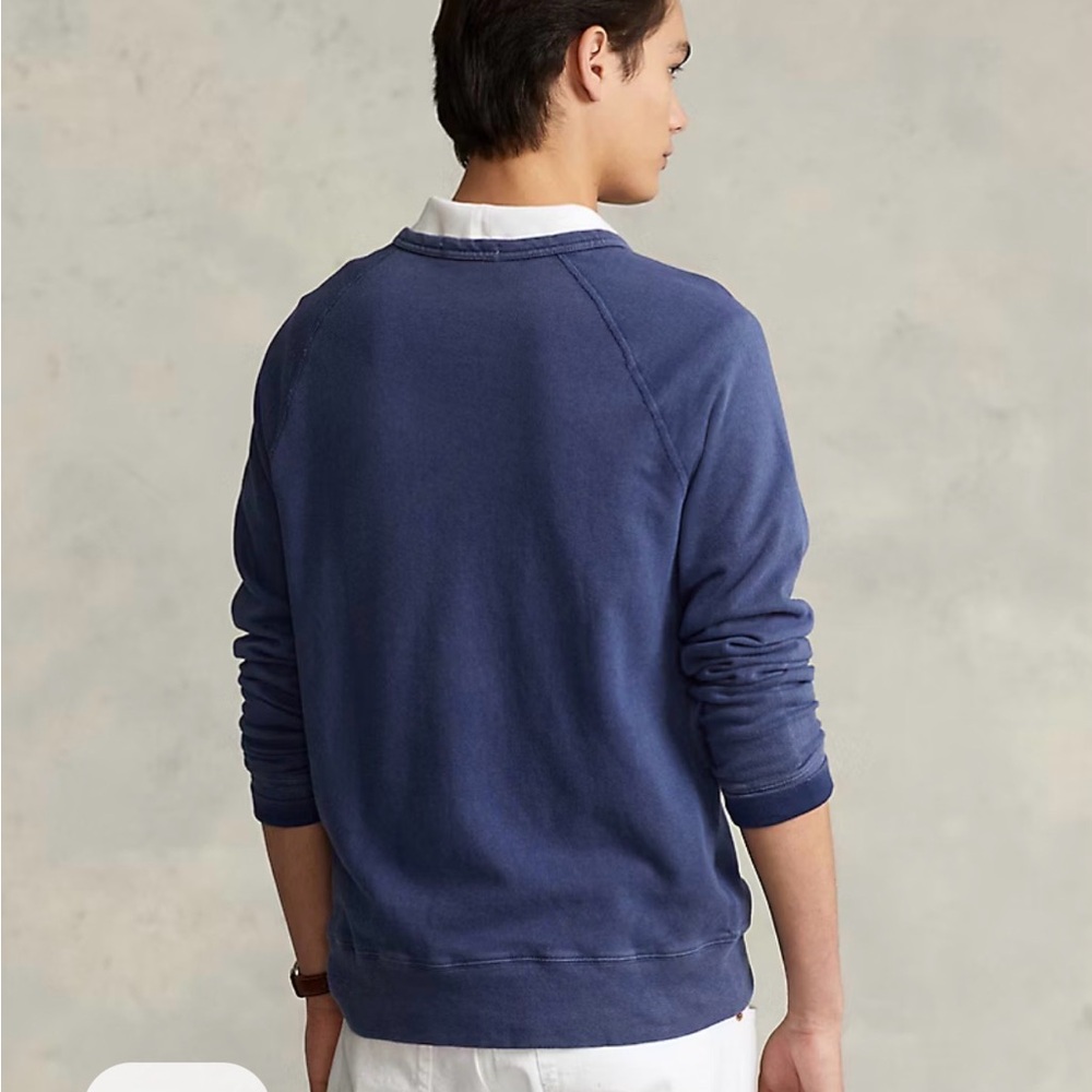 Ralph Lauren Polo Men’s Blue Big/Tall Raglan Sleeved Spa Terry Sweatshirt 3XB - Picture 3 of 11